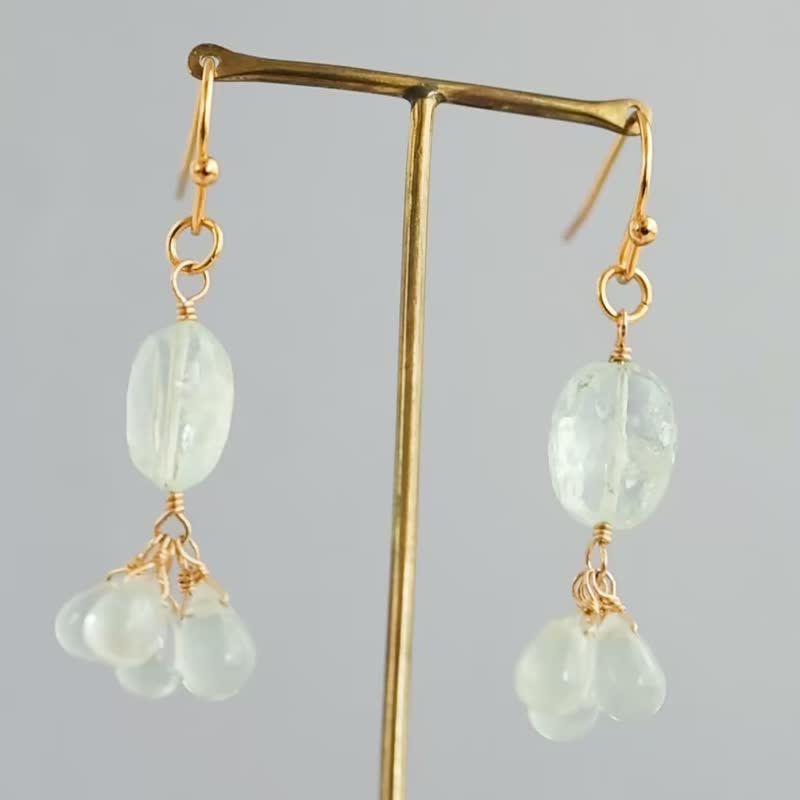 海蓝宝石银海蓝宝石三月耳夹耳针 - 耳环/耳夹 - 石头 蓝色