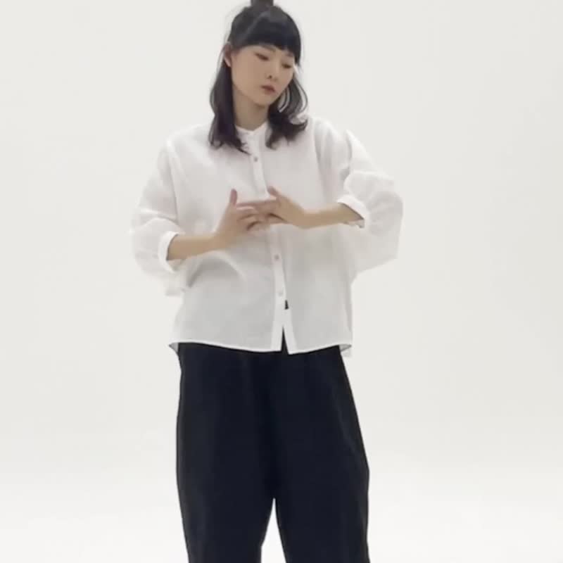 Linen BatWing Shirts - White color - 女装衬衫 - 亚麻 白色
