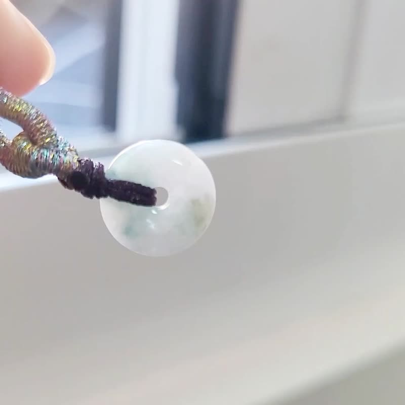 亲翠 天然翡翠 冰润飘花精致可爱平安扣项链 - 项链 - 玉石 多色