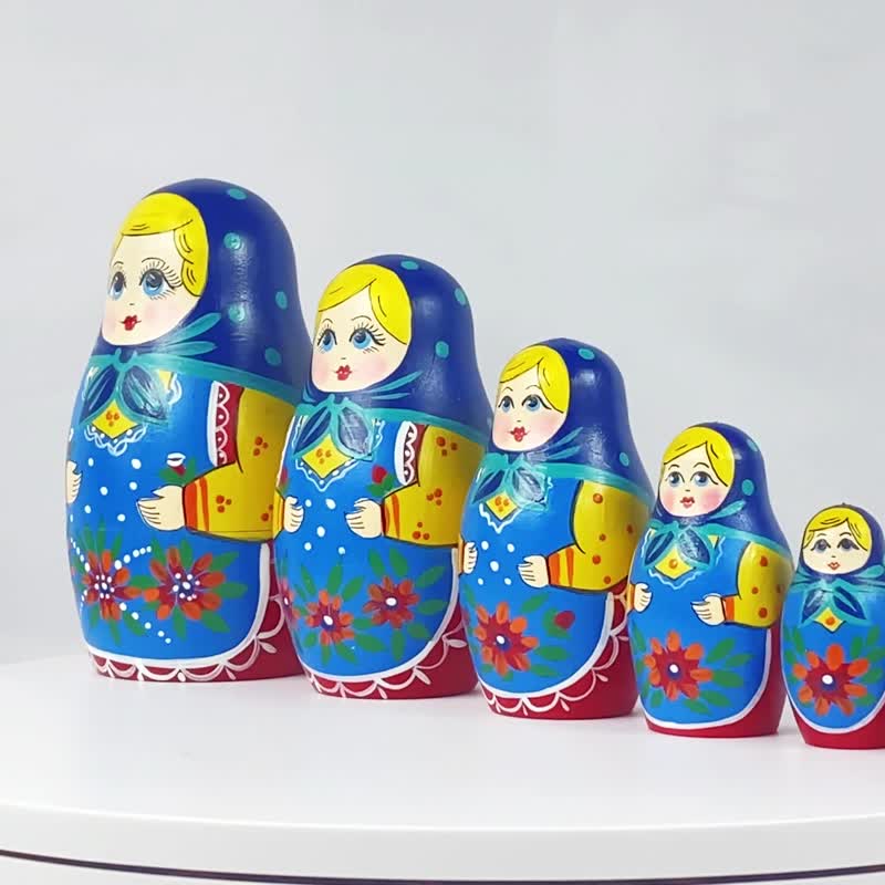 Russian Nesting Dolls Set of 7 pcs  - Matryoshka Dolls - Hand Painted Baboushka - 玩具/玩偶 - 木头 多色