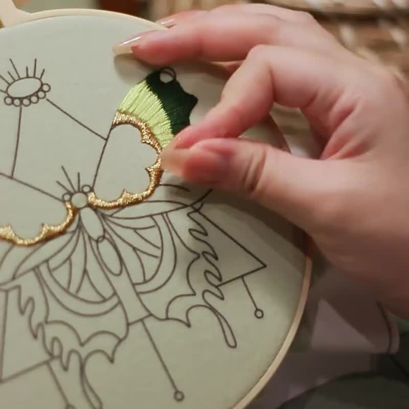 3D珠绣绘画手工DIY套装蝴蝶珠绣画框绘画家居套装【绿色蝴蝶】 - 编织/刺绣/羊毛毡/裁缝 - 其他材质 