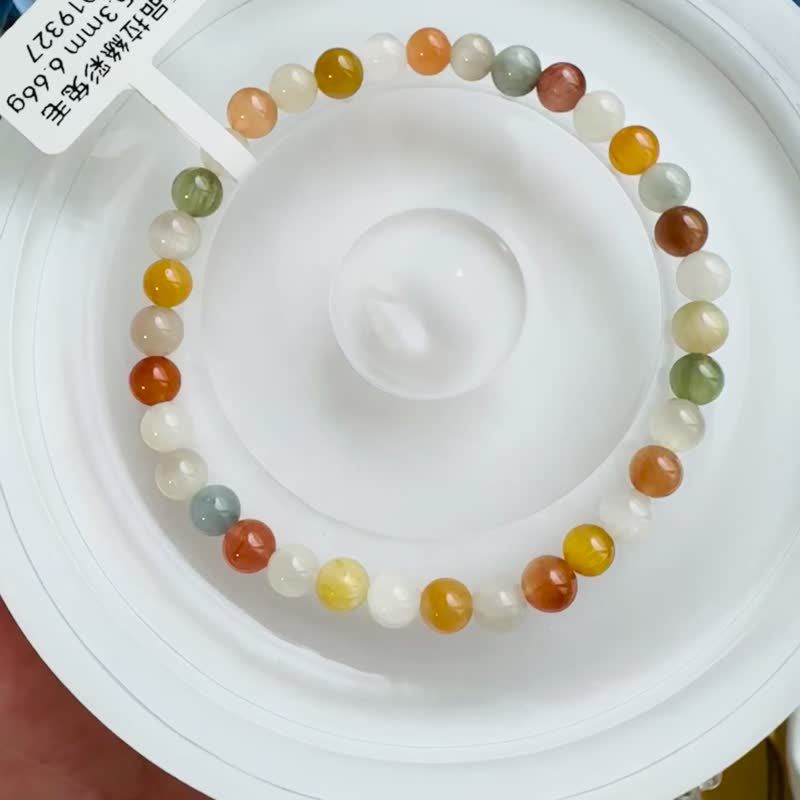 毕业级猫眼浓色彩兔毛水晶4.9-5.3mm6.66g满顺带稀有灰兔毛 - 手链/手环 - 水晶 多色