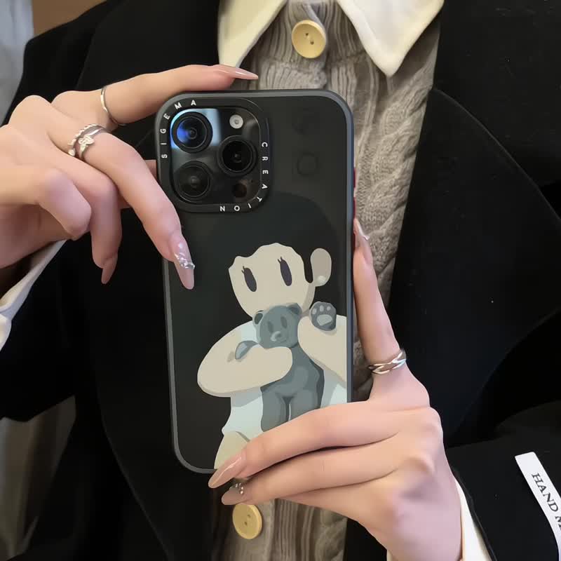 【隐藏式磁吸】曲仙仙铝合金按键全磨砂防摔防刮iPhone16p-16pm - 手机壳/手机套 - 塑料 黑色