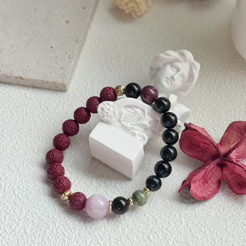 AZ  碧映沉辉 碧玺朱砂 新中式手串 - 手链/手环 - 宝石 