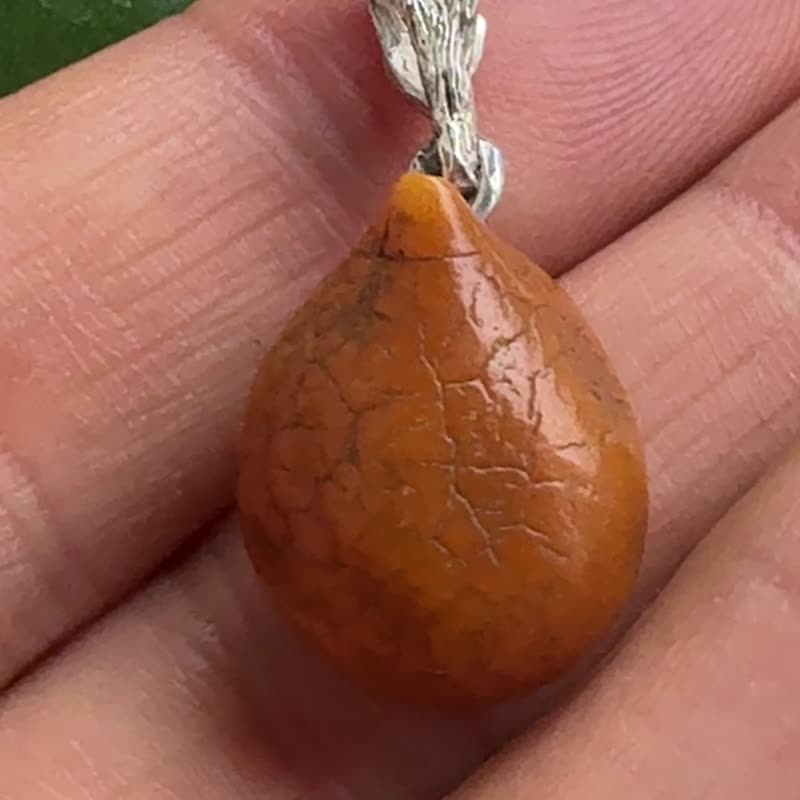 独特的波罗的海琥珀水滴项链配宝石吊坠饰品 - 项链 - 半宝石 咖啡色
