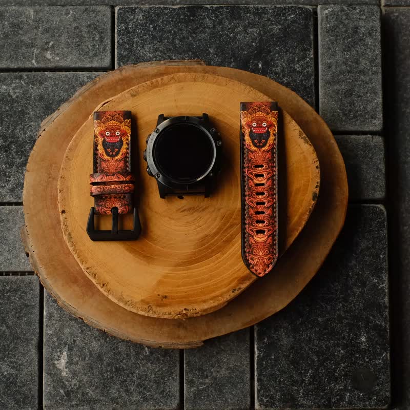 Garmin Quick Fit Watch Band Barong Design - 表带 - 真皮 多色