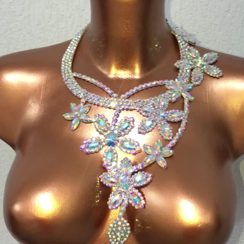 水钻项链舞蹈首饰舞蹈项链舞厅项链肚皮舞首饰舞台金光闪闪首饰 - 项链 - 玻璃 