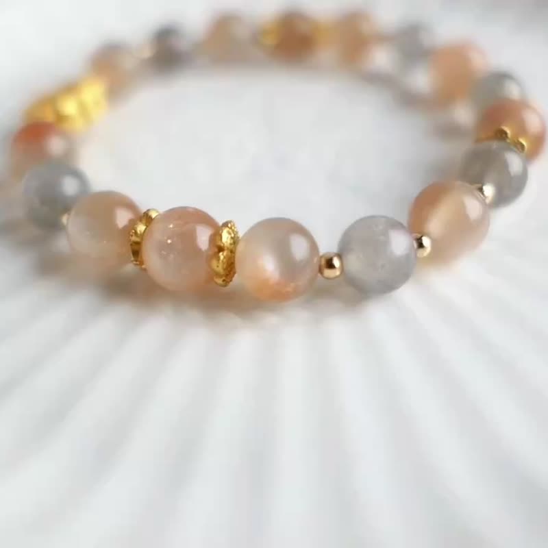 布拉格城堡/双色金沙太阳石  金太阳、银太阳共生 紫拉长石 - 手链/手环 - 水晶 多色