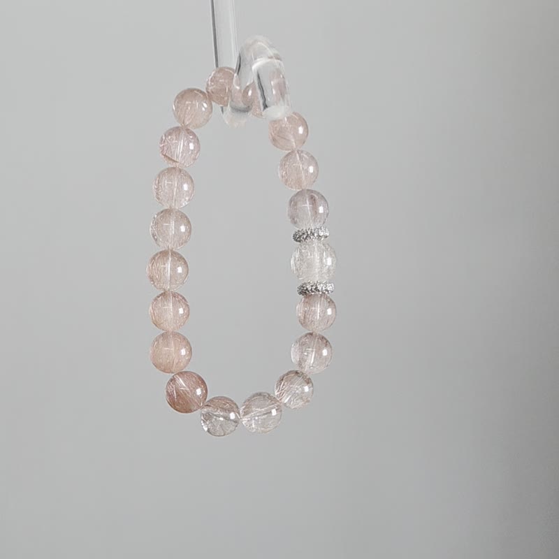 精品级别粉钢丝兔毛 稀有9-11mm手串 桃花爱情人缘 - 手链/手环 - 水晶 粉红色