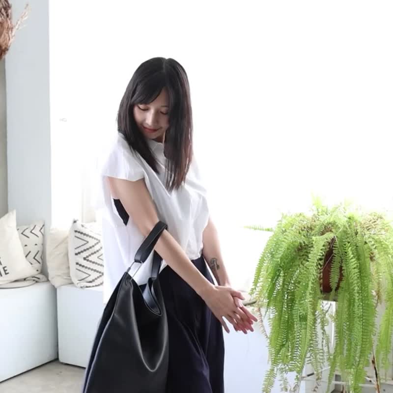 等腰三角侧背包_黑色_肩背包/单肩包/流浪包/HOBO/手提 - 侧背包/斜挎包 - 真皮 黑色