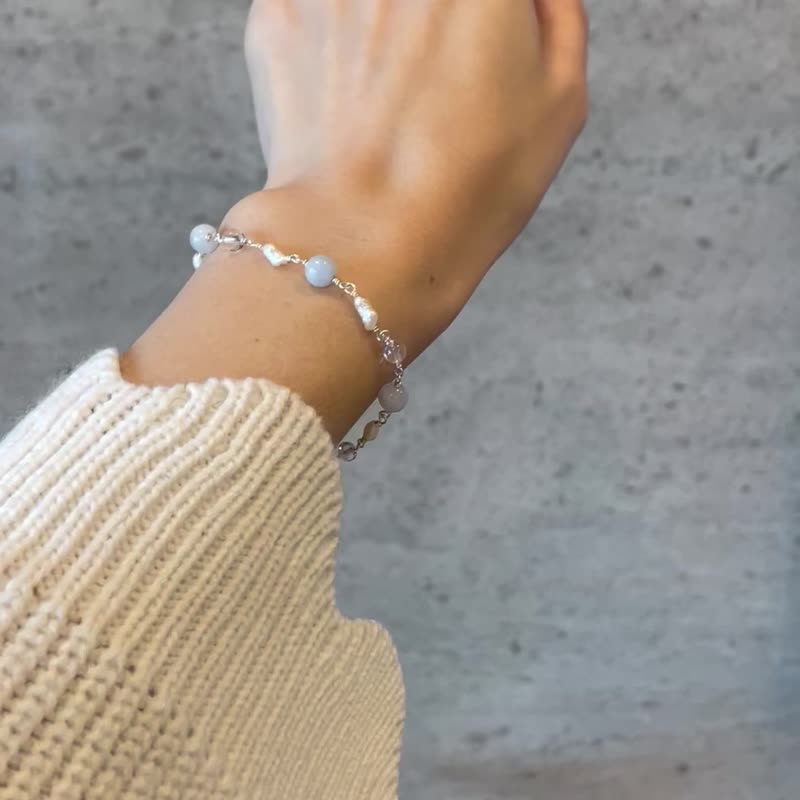 手作手链  海蓝宝  日本手作家 - 手链/手环 - 玉石 蓝色