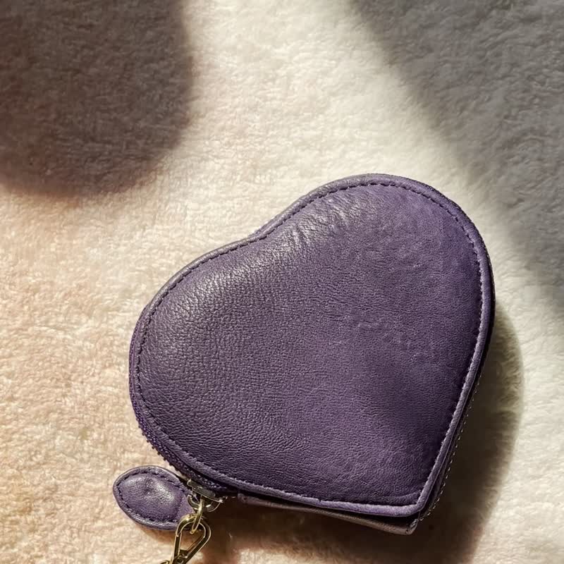 【质感礼物精选】皇室蓝・心心小物收纳小废包・可拆链条组合 Y2K - 侧背包/斜挎包 - 真皮 蓝色