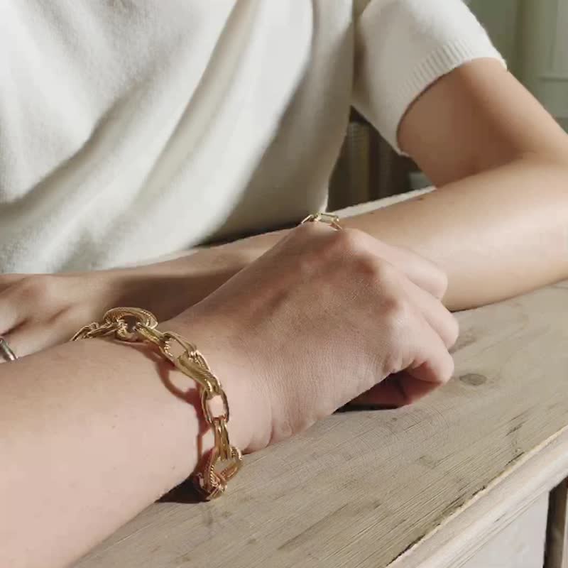 圣城 - 金色步道－18K镀金锁链手链 - 手链/手环 - 其他金属 金色