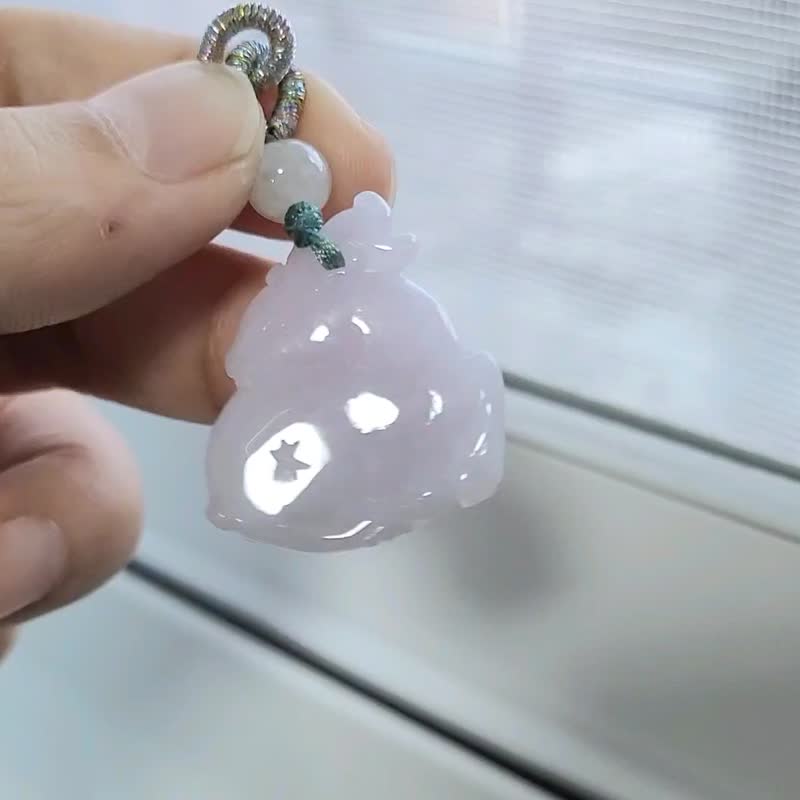 【亲翠】天然翡翠 冰紫卧姿优雅美丽鹿项链 | 冰紫满色美鹿 - 项链 - 玉石 紫色