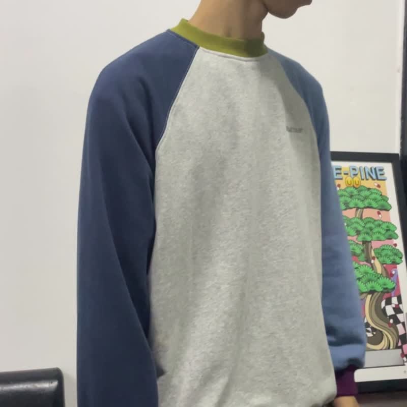 DAKYAM 插肩拼色长袖320g毛线圈卫衣圆领套头上衣 - 男装上衣/T 恤 - 棉．麻 