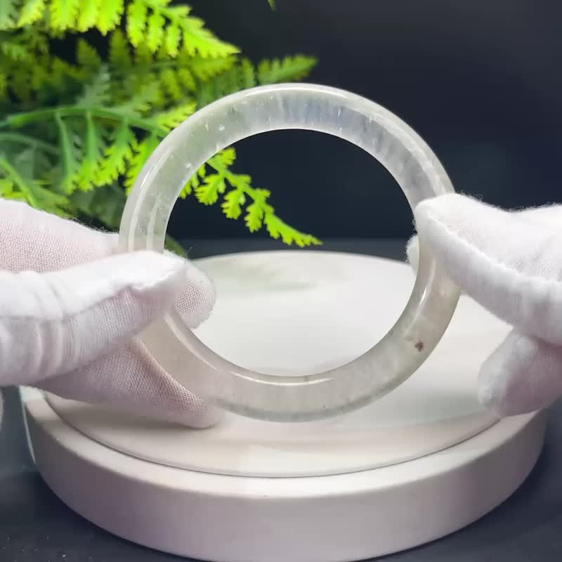 高品质 蓝月光石手镯 57+MM 冰透蓝光圆条 沉稳理智 吸引灵魂伴侣 - 手链/手环 - 宝石 蓝色