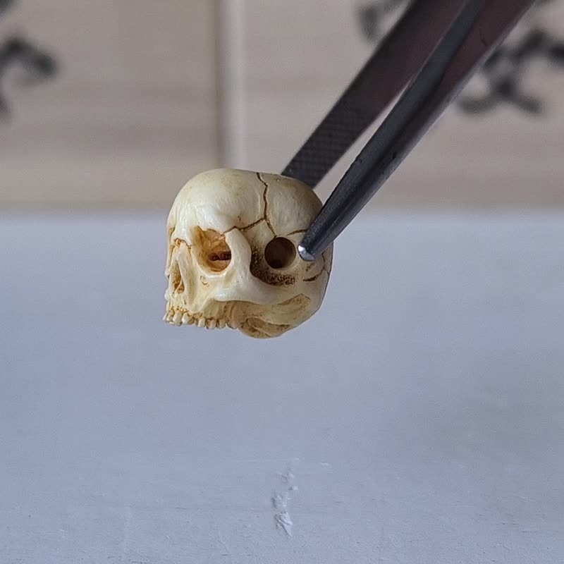 【有落款】【髑髅作家服部】【髑髅珠6】【原色雾面处理】髑髅、骷髅、骸骨、Skull、根付 netsuke 等 - 手链/手环 - 其他材质 