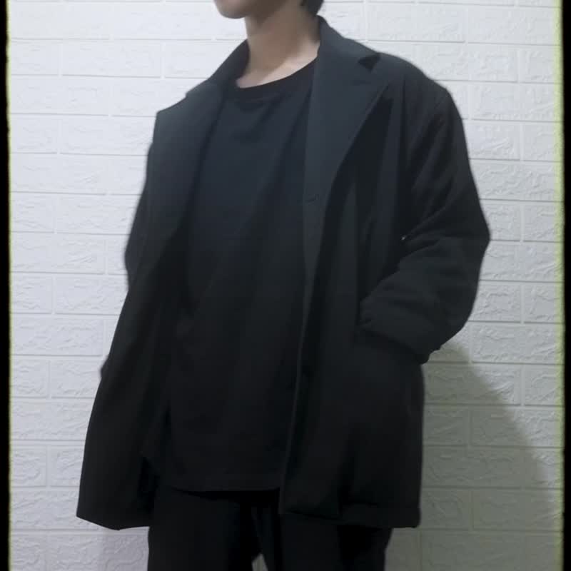 KING BLACK 西裝休閒外套 - 男装外套 - 棉．麻 黑色