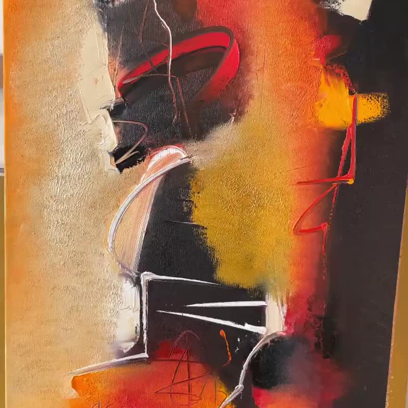 原创橙色简约油画抽像多彩现代艺术品装饰 - 墙贴/壁贴 - 压克力 多色