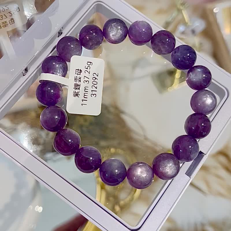 天然紫锂云母薰衣草色11mm37.25g水晶手链缓解压力舒压情绪 - 手链/手环 - 水晶 紫色
