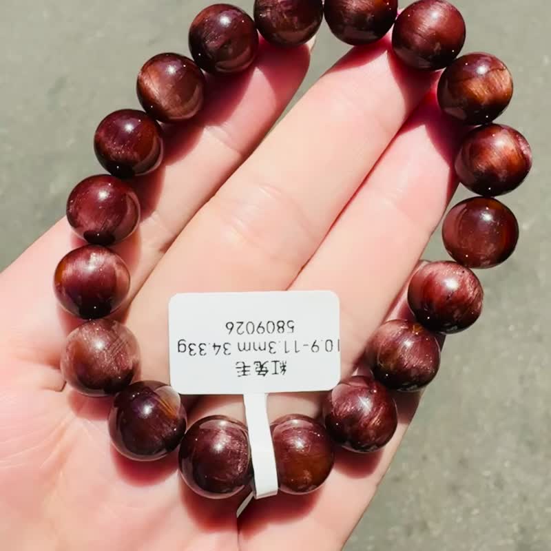 小资本满毛咖啡红兔毛10.9-11.3mm34.33g调和气血内分泌失调情绪 - 手链/手环 - 水晶 红色