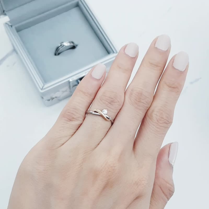 幸福来了 钻石白钢对戒 求婚戒指 结婚对戒 - 对戒 - 钻石 银色
