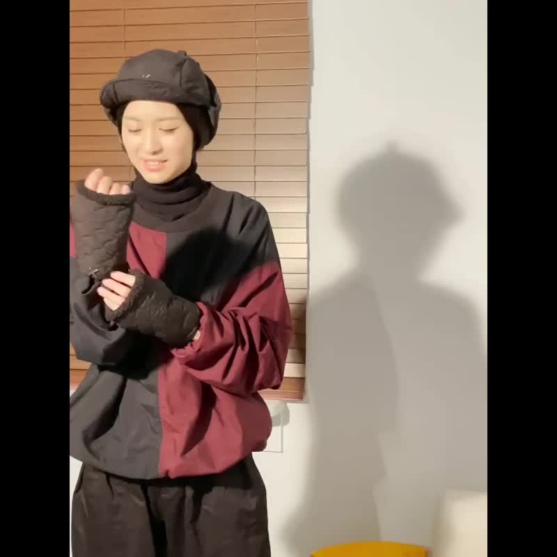 新雪丽菱格手套 - 帽子 - 尼龙 咖啡色