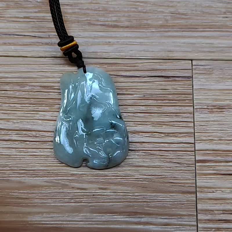 亲翠 天然翡翠 冰飘花随型莲花牌调整式绳链 - 项链 - 玉石 多色