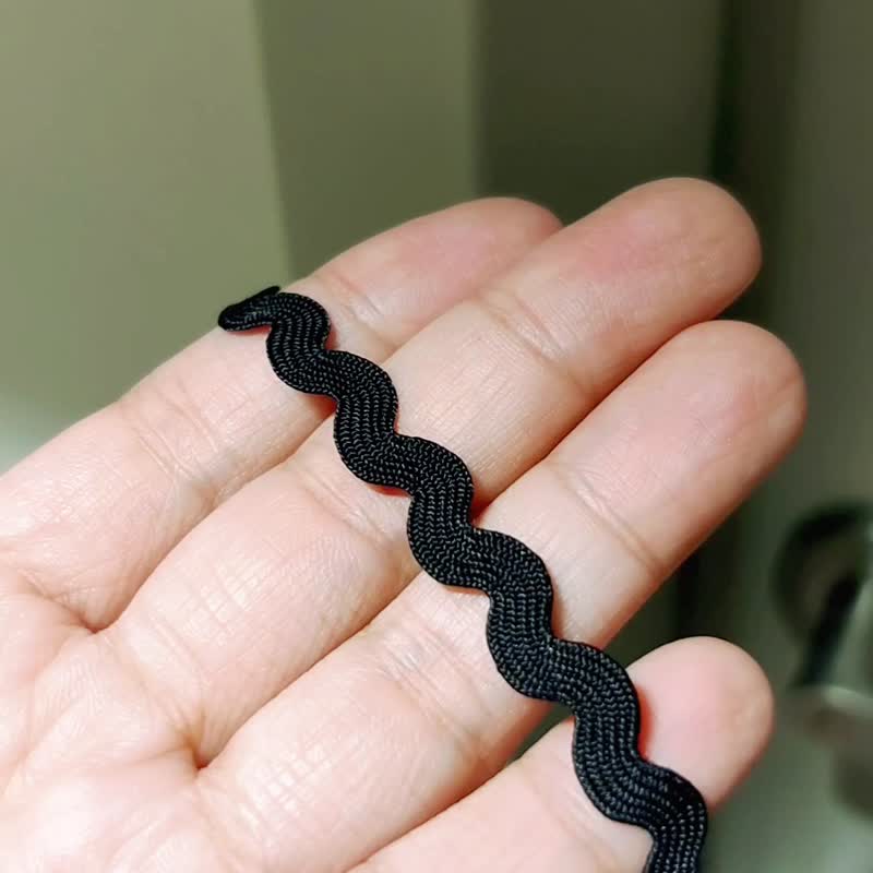基础 黑色波浪choker 短项链 极简美式风 - 颈链 - 棉 黑色