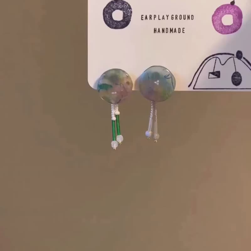 解梦独角兽 - 耳环/耳夹 - 树脂 多色