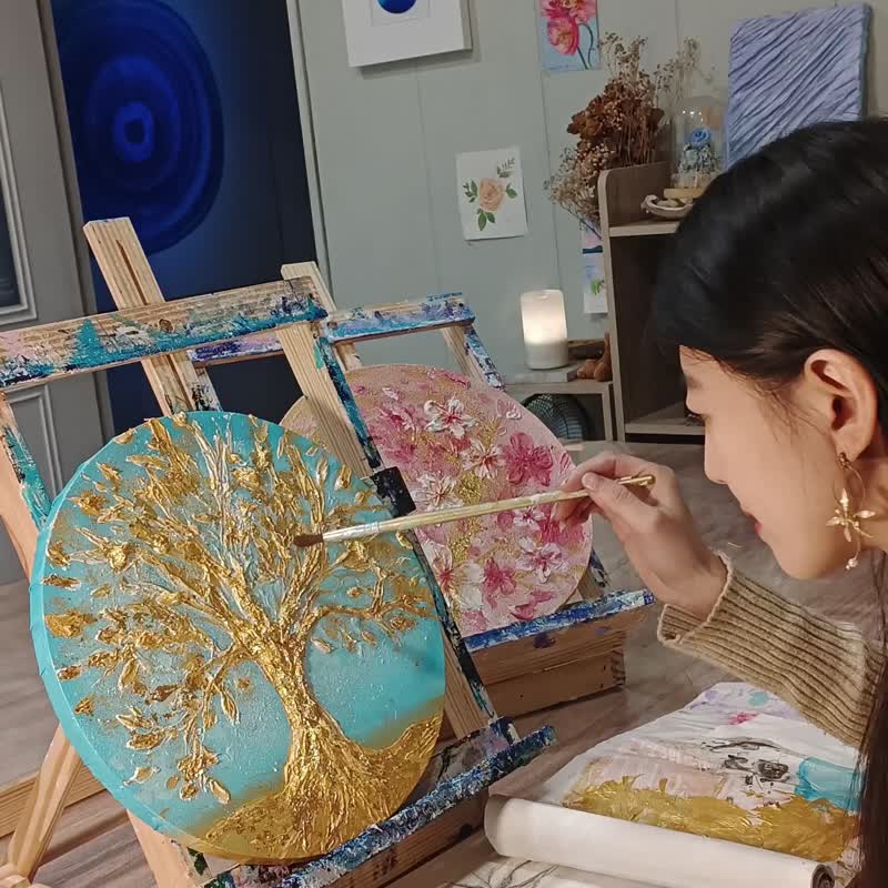 质感金箔招财树 挂画 装饰 喜庆送礼 摆件居家开运 年画 聚会 - 插画/绘画/写字 - 其他材质 