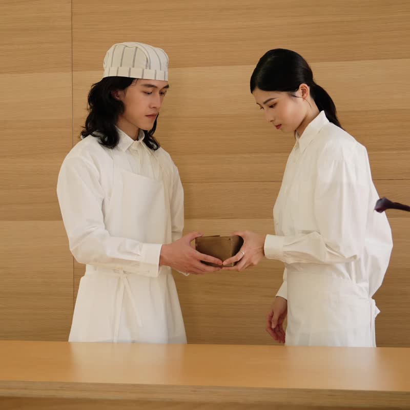 鹿造LUZAO  三角领长袖衬衫 男女同款 - 男装衬衫 - 棉．麻 白色