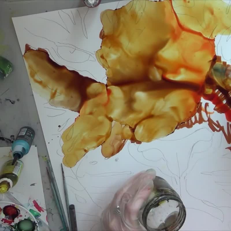 墙上的老虎画像原创风水画 - 墙贴/壁贴 - 其他材质 橘色