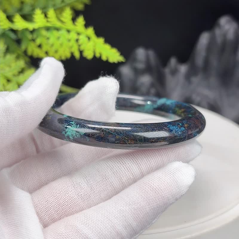 稀有美料凤凰松手镯 53+MM 油画风圆条蓝绿色 沉静自信 舒缓内心 - 手链/手环 - 宝石 