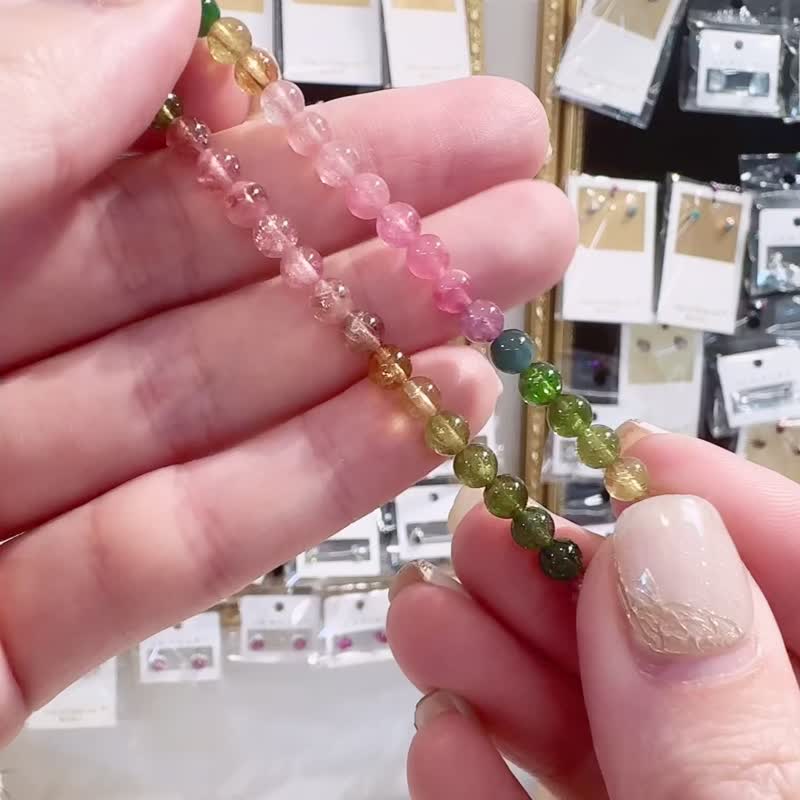 天然糖果色系碧玺水晶手珠4.5mm多功能磁场能量小精品 - 手链/手环 - 水晶 多色