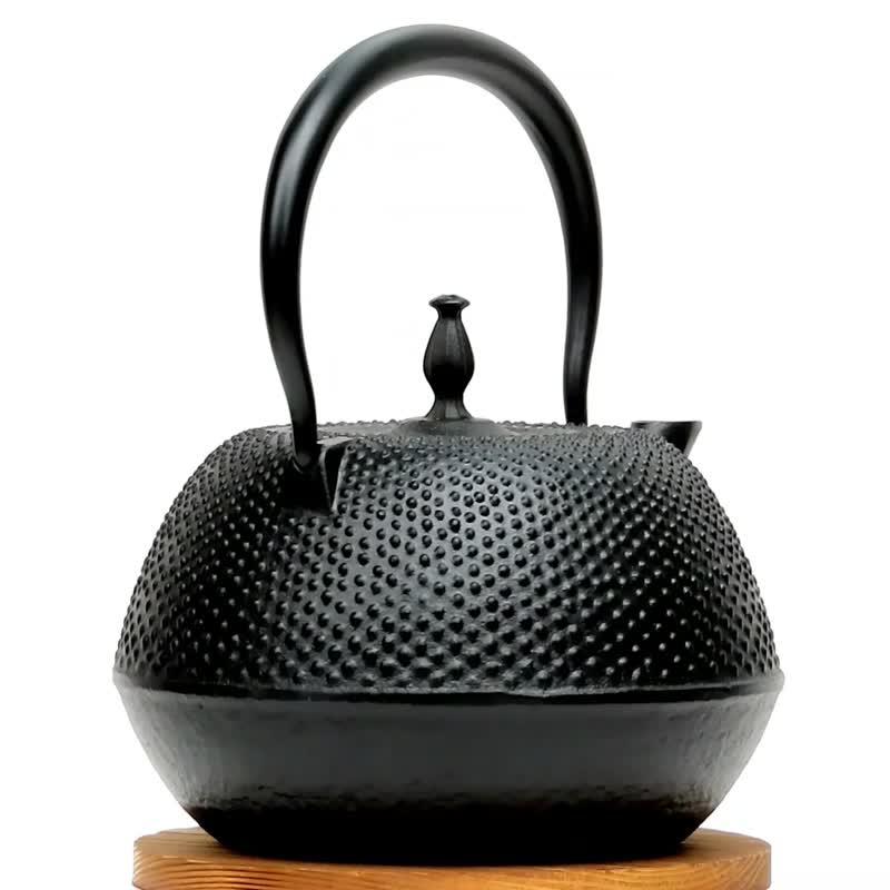 南部铁器 铁瓶 铁壶 圆南部Arare1.2L  IH对应 日本制 - 茶具/茶杯 - 其他金属 黑色