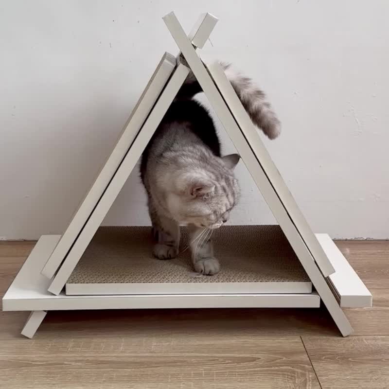 【安阁家】三角帐篷猫抓板 (胡桃木) / 台湾制造 - 抓板/跳台 - 纸 咖啡色