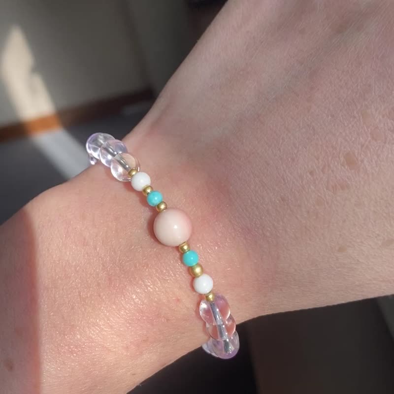 天然无优化紫黄晶女王贝绿松砗磲手串手錬 - 手链/手环 - 水晶 多色