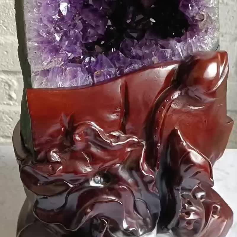 AC27  巴西天然原皮紫晶洞带钛金 - 摆饰 - 水晶 