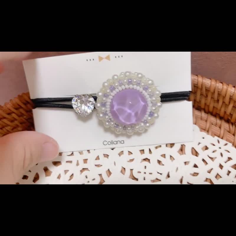 雪白透亮 珠绣发饰 - 发饰 - 绣线 白色