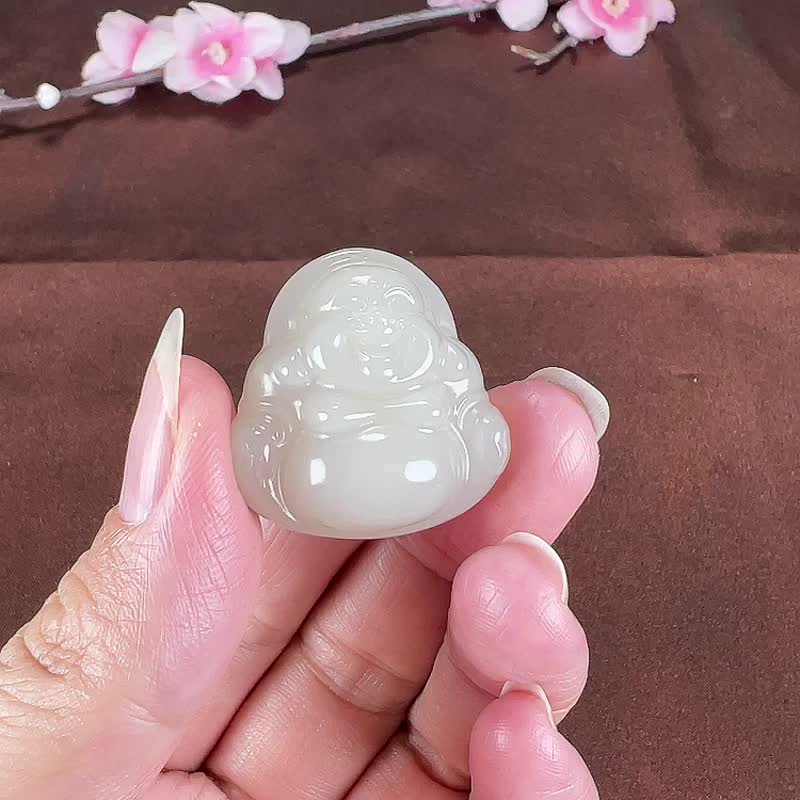 秒杀价 天然新疆和田玉羊脂玉弥勒佛吊坠 - 吊饰 - 玉石 