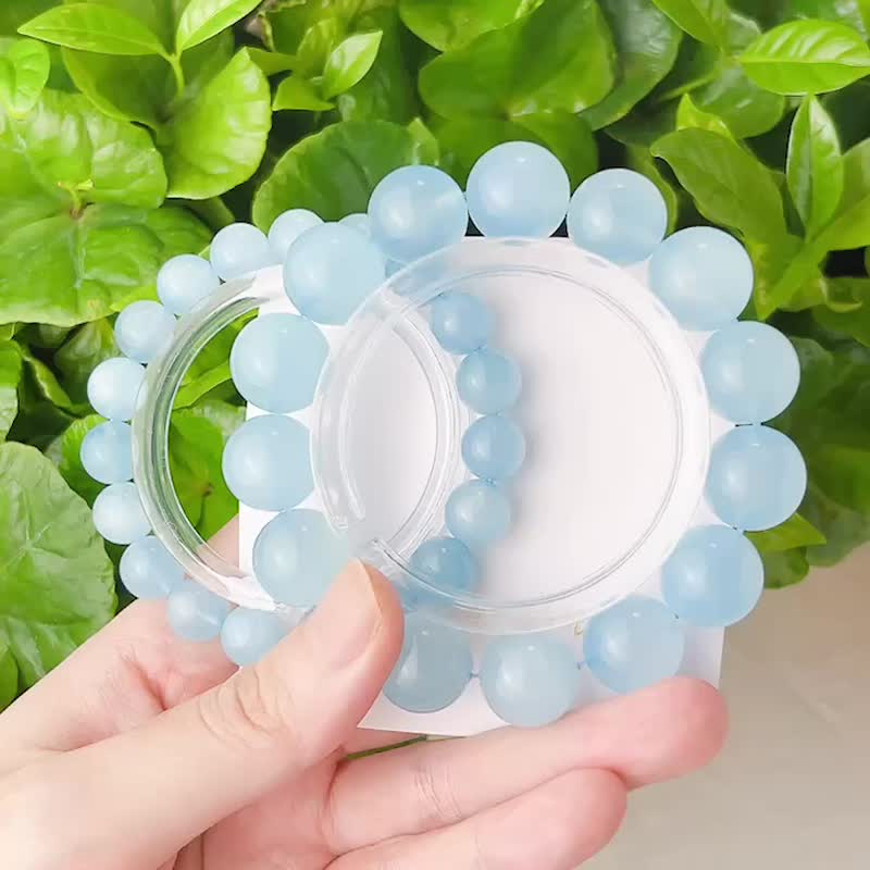 牛奶宝宝蓝 猫眼星光海蓝宝手串 纯净舒压感 - 手链/手环 - 水晶 蓝色