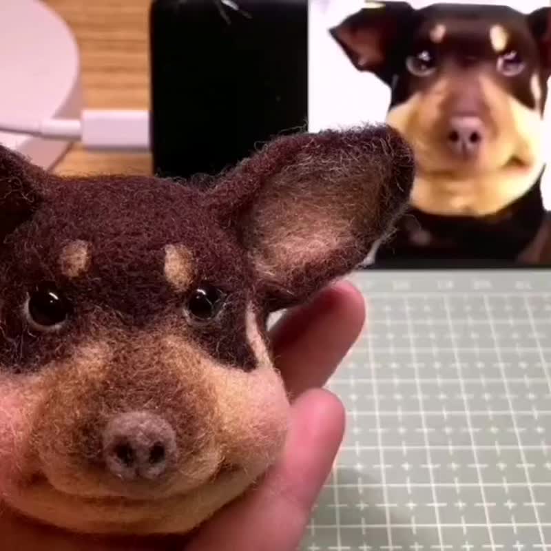 白色博美犬定制狗狗羊毛毡雕像 宠物纪念礼物 - 玩具 - 羊毛 多色
