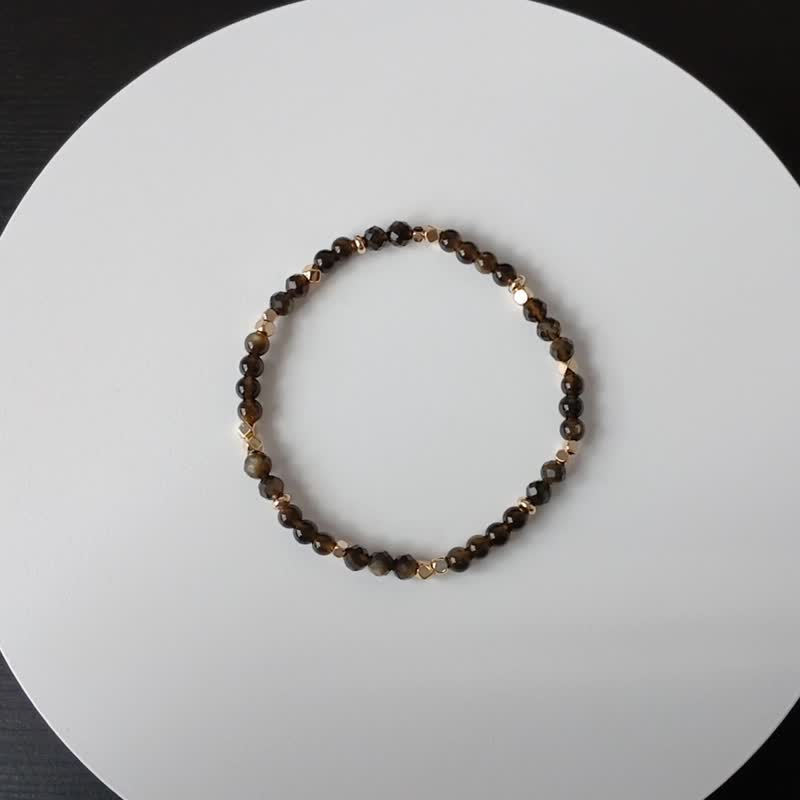 黑曜石手链 - 防小人 - 守住财运 - 附大颗粒白水晶消磁 - 手链/手环 - 水晶 黑色