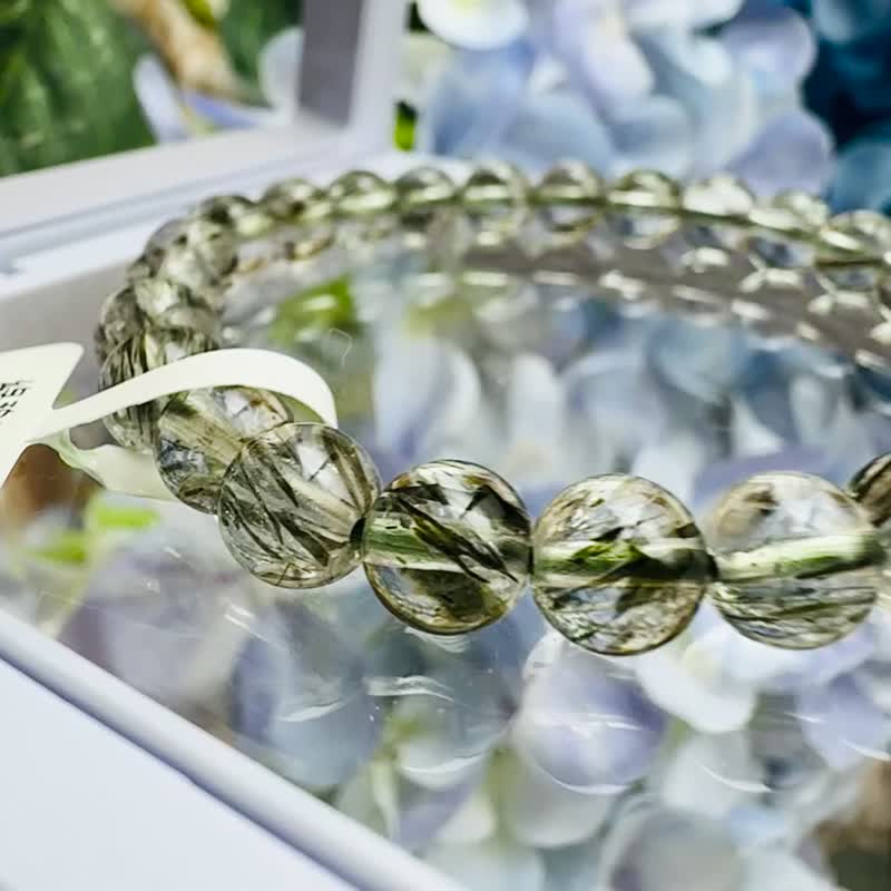 小精品透体绿碧玺发水晶 7mm12.78g 主招财事业强吸贵人缘疗愈石 - 手链/手环 - 水晶 绿色