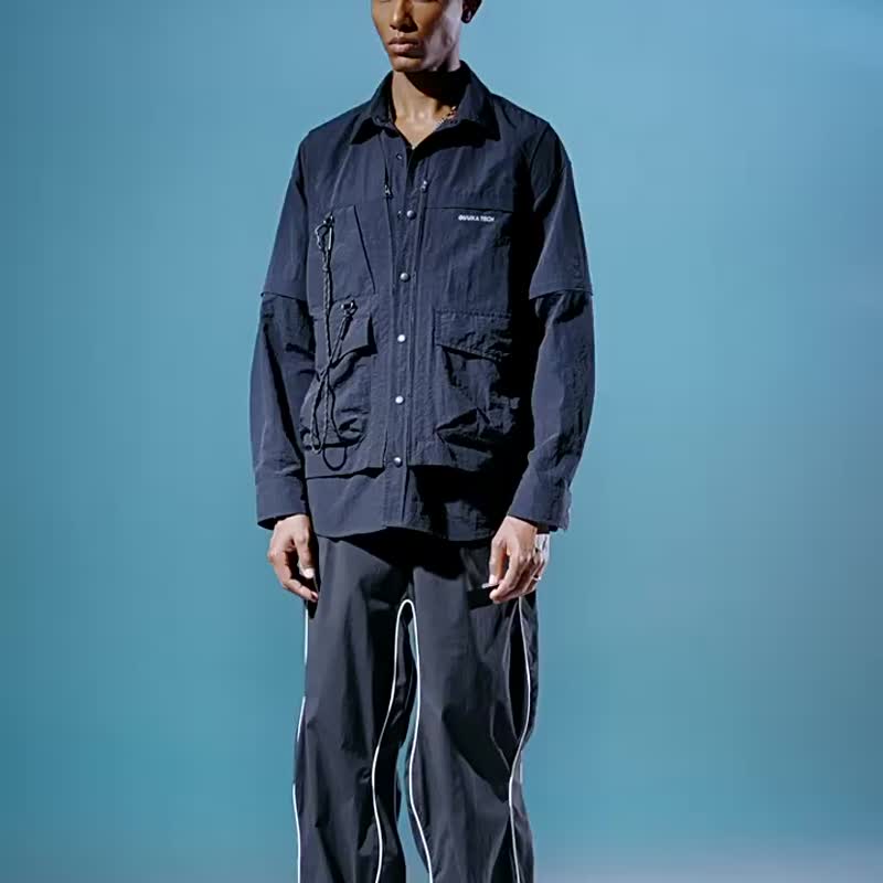 机能可拆卸袖子马甲战术衬衫男 一衣多穿外套 - 男装衬衫 - 棉．麻 