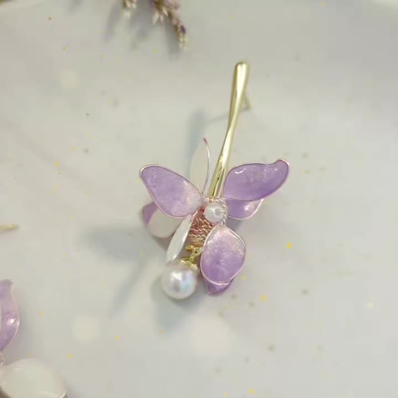 1KM温柔的存在•粉彩双色树脂花耳环 - 耳环/耳夹 - 树脂 