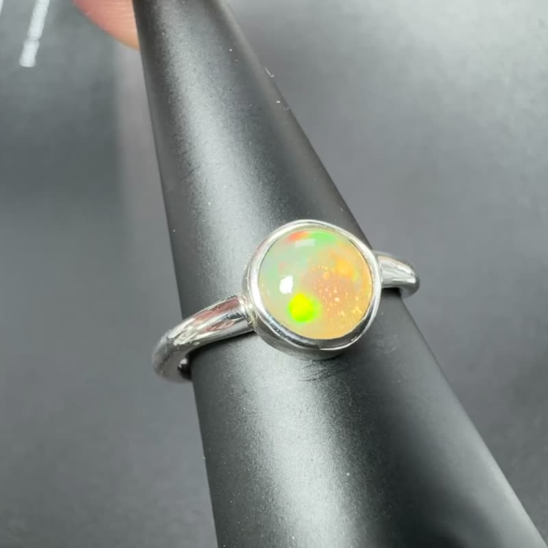 非洲蛋白石人戒指 - 戒指 - 纯银 银色