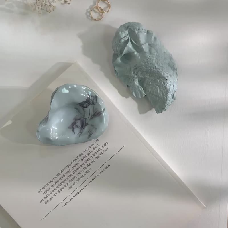 淡蓝色贝壳托盘、郁金香贝壳饰品盘、装饰托盘 - 托盘/砧板 - 其他材质 蓝色