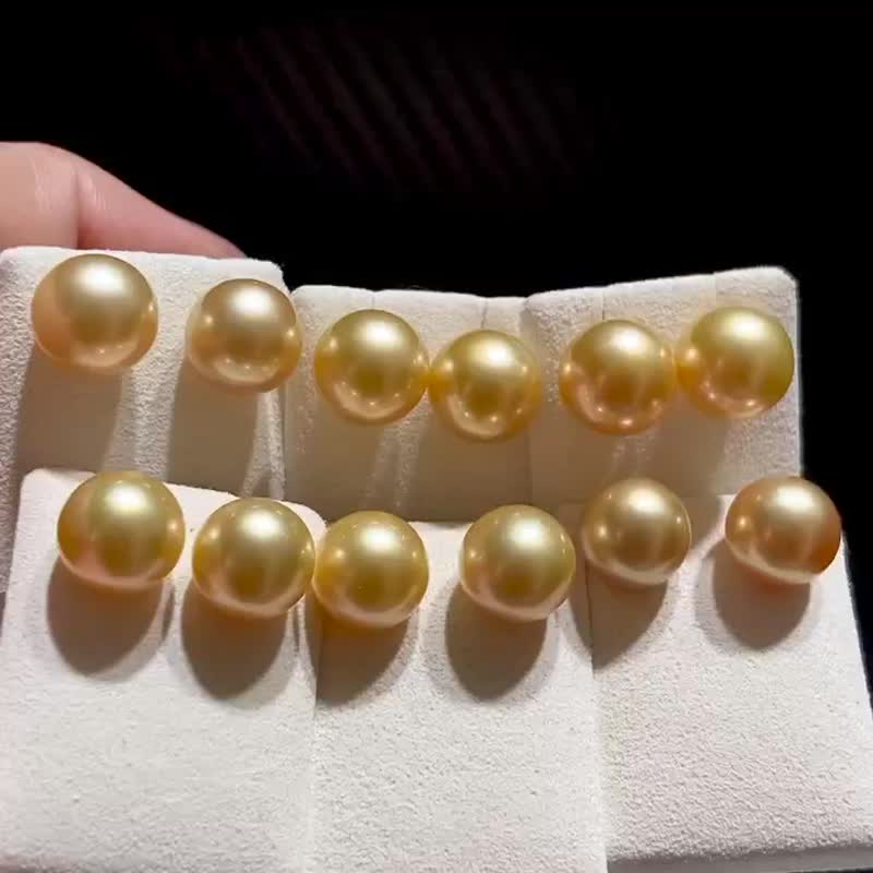 单珠耳针18K金南洋珍珠海水珍珠菲律宾金珠珍珠耳环珍珠耳针 - 耳环/耳夹 - 珍珠 金色